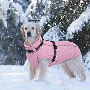 Lelepet Dog Coat for Large Dogs Waterproof Dog Jacket with Harness Built in